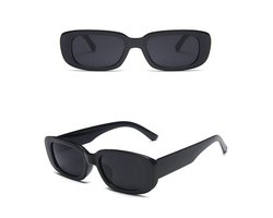 Festival Bril | Zwarte zonnebril Rechthoekig Vintage | Rave bril | Techno Bril