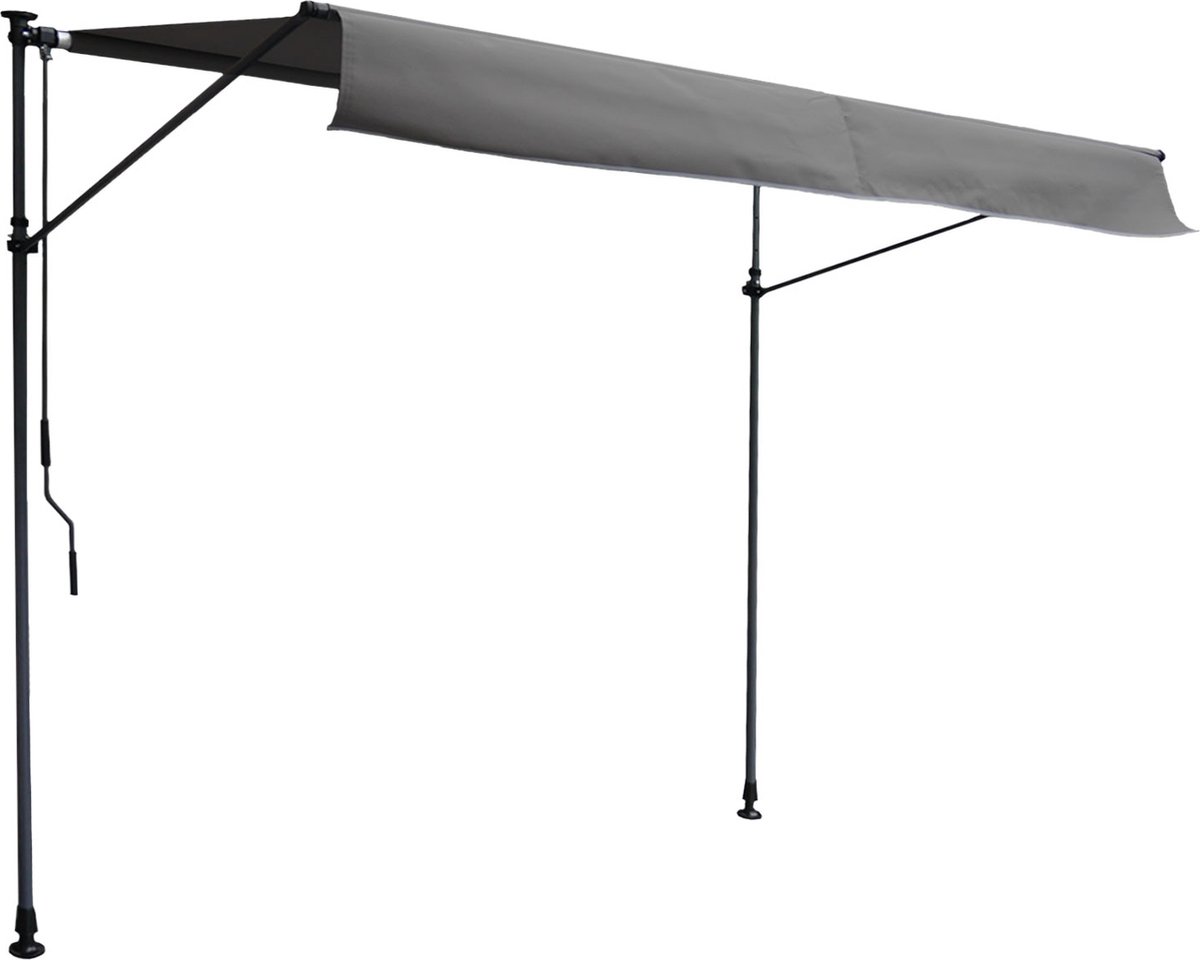 CHENE balkonluifel 3 × 1.2m - Antraciet doek en grijs frame
