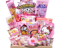 Pink Edition Candy Snack Drink Giftbox - SAMYANG Carbonara Noodle - Mochi Roll - Japan Kitkat Chocolade - Japan Ramune Drink- Asian Snoep Snack pakket - Korean Instant Ramen - Verrassingspakket - Kerstgeschenk - Relatiegeschenk