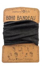 grijze Boho Bandeau, all in one sport haarband, Natural Life, grijs, brede hoofdband, kaalheid