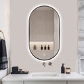 SensaHome - Ovale Badkamerspiegel - Zware Frame - met Dimbare LED Verlichting -Dimbaar - Wandspiegel - 50x90CM