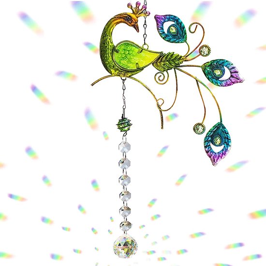 Paon Crystal Suncatcher pendentif suspendu lustre prisme arc-en