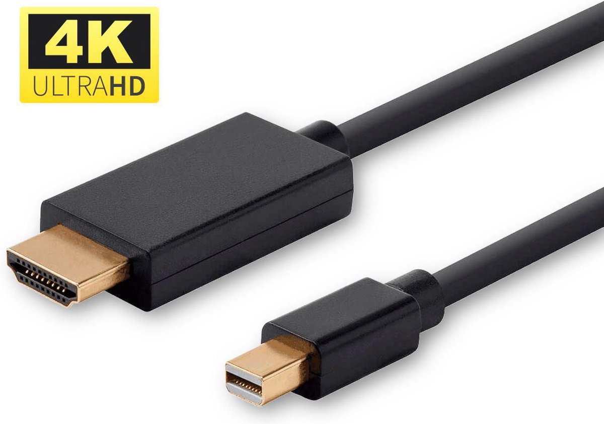 Microconnect MDPHDMI3B-4K video kabel adapter 3 m Mini DisplayPort HDMI Type A (Standaard) Zwart