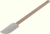 Pannenlikker - siliconen spatel - wit/ecru - hout - houten steel met ophangoog - 28,5 x 5 cm