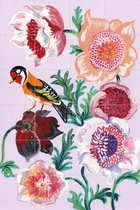 IXXI L’Oiseau et les Anémones - Wanddecoratie - Bloemen en Planten - 80 x 120 cm