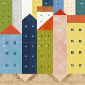 IXXI Colorful Houses - Old Town - Wanddecoratie - Landen - 40 x 40 cm