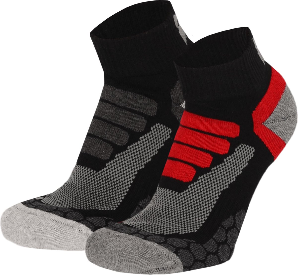 Xtreme Sockswear Quarter Wandelsokken – 2 Paar – Lage Hiking Sokken Unisex – Katoen & Coolmax – Multi Zwart