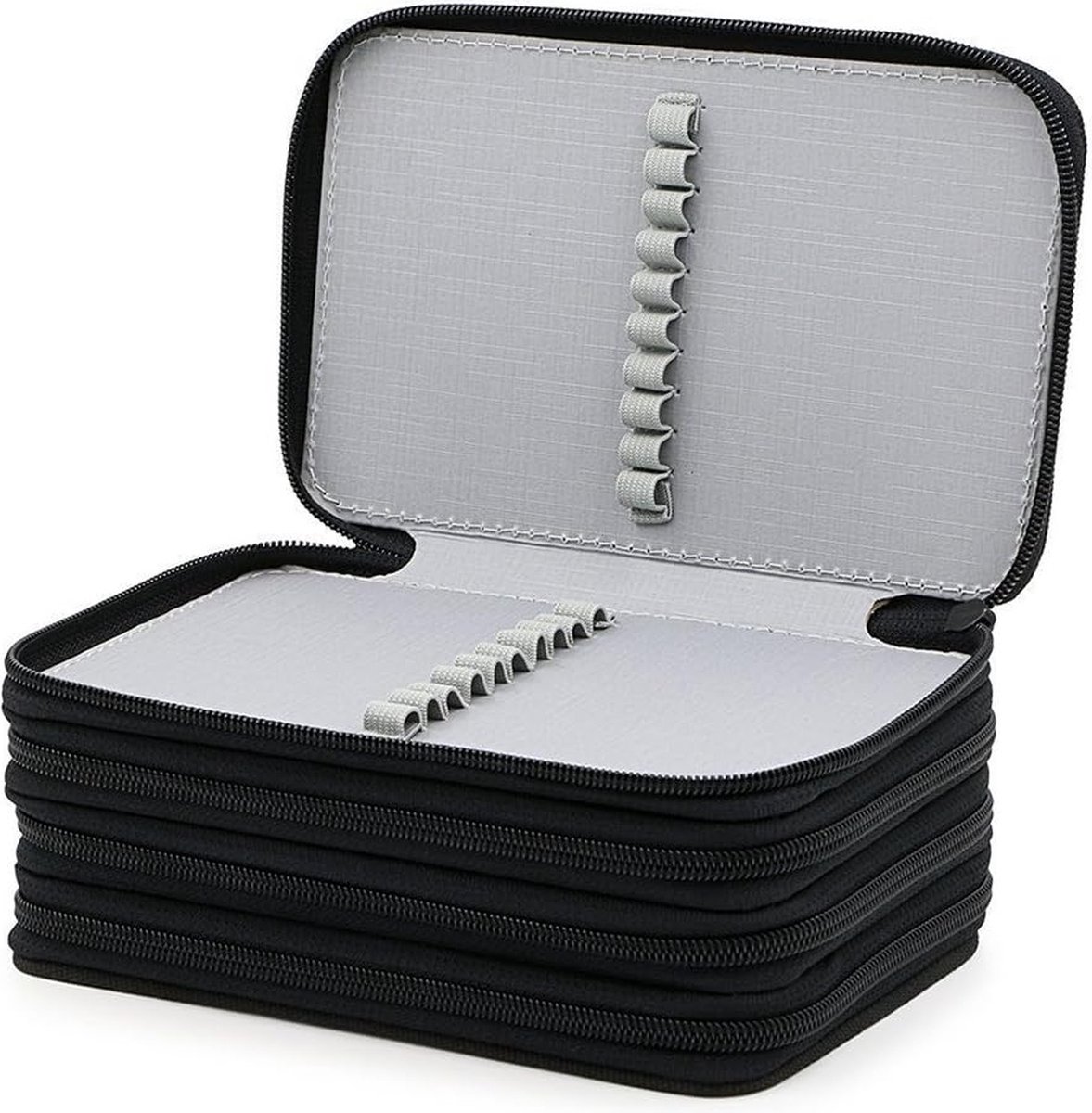 School Pencil Case/Organizer for Students, Students, Travel, Art Schools, Office, 72 Compartments, 4 Tiers, Black