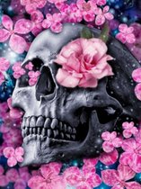 Diamond painting schedel skull bloemen 30x40cm vierkante steentjes