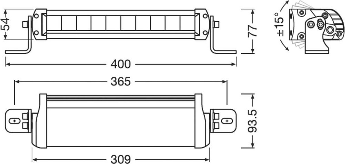 OSRAM LEDDL103-SP LEDriving LIGHTBAR FX250-SP Afstandschijnwerper LED Voor (b x h x d) 309 x 77 x 93.5 mm Zwart – foto 5