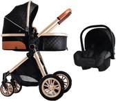 Trendopolis Kinderwagen 3-in-1 – Luxe kinderwagen - Buggy – Wandelwagen - Multifunctioneel – opklapbaar – Incl. autostoel – Zwart