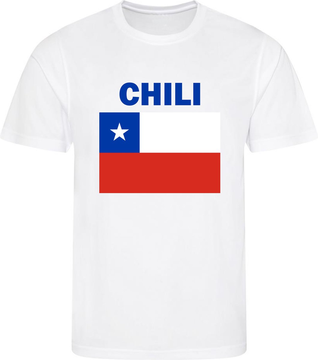 Chili- T-shirt Wit - Voetbalshirt - Maat: XXL - Landen shirts