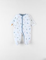 Noukie's Pyjama velours 1 delig ecru jurassic allover 0 maand 50