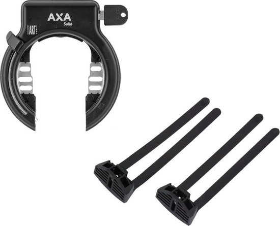 Axa Solid Frame Lock Zwart + Fixation Axa Flex Mount Zwart