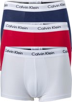 Calvin Klein low rise trunks (3-pack) - lage heren boxers kort - rood - wit en blauw -  Maat: XL