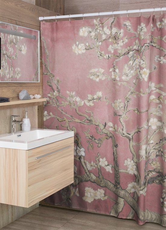 3BMT® Douchegordijn Anti Schimmel Roze Amandelbloesem Van Gogh