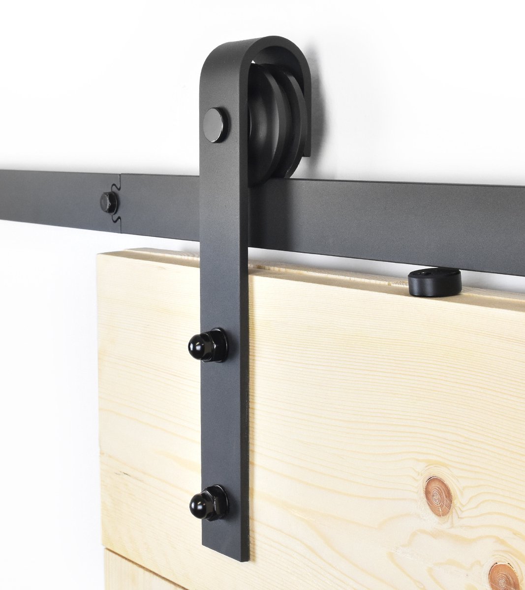 Barnwoodweb Schuifdeursysteem Recht voor 2 deuren - Complete set - 380 cm rail - Zwart