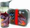 foto van Dino T-Rex broodtrommel + drinkfles Dinosaurus | stoere lunchbox met drinkbeker kinderen | BPA vrij LS30
