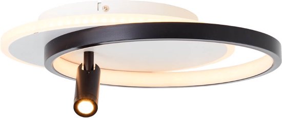Brilliant Eunomia LED plafondlamp 35x30cm 1-vlammig zwart/wit, metaal/kunststof, 1x LED geïntegreerd, 24 W, (lichtstroom: 2500lm, lichtkleur: 3000K)