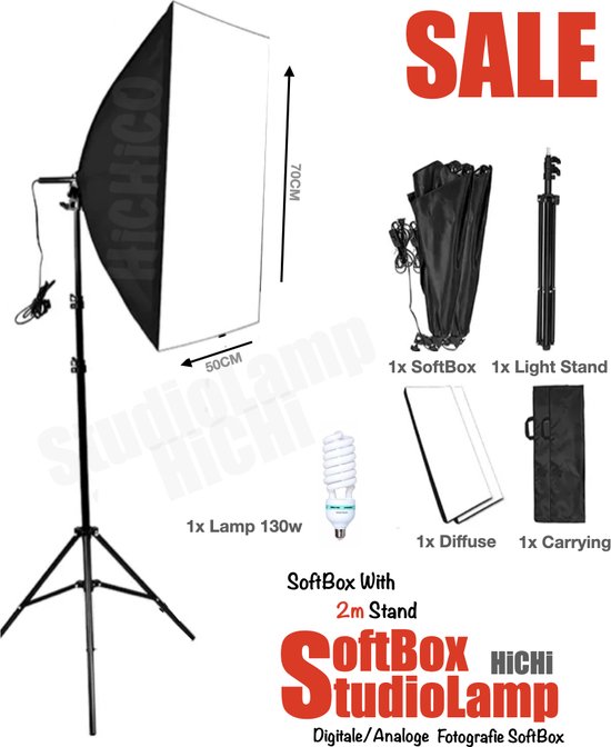 HiCHi® Softbox Studiolamp – Studioflitser continu fotostudio-apparatuur - Softboxen Fotografie Foto Studio Verlichting Kit,,,,, 1PCS