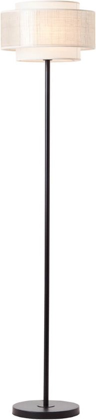 BRILLIANT lamp, Odar vloerlamp 1-vlammig zwart/beige, 1x A60, E27, 42W, met voetschakelaar