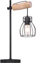 Mina Tafellamp 1 Lichts hout met zwarte draden - Landelijk - Globo