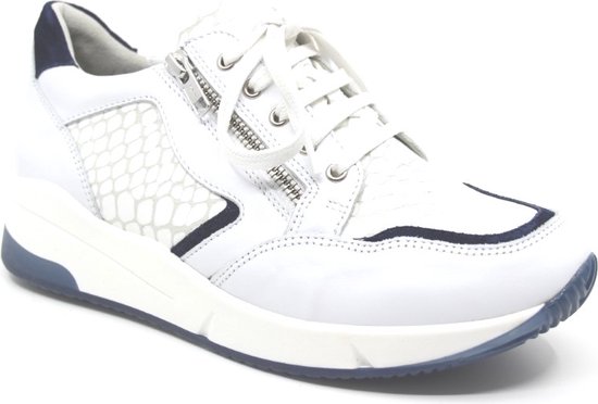 Verhulst 1333 Witte sneaker met blauwe accenten (Maat - 42, Kleur - Wit)