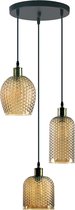 Moderne 3-lichts hanglamp met amber glas - Lana