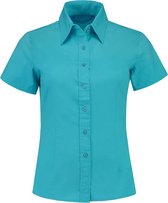 L&S Shirt poplin met korte mouwen voor dames turquoise - S