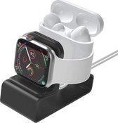 BukkitBow - Aluminium Lader Houder - Geschikt Voor alle modellen Apple Watch & Airpods – Docking Station – Oplaad Stand voor Bureau / Nachtkastje - Excl Opladers - Zwart