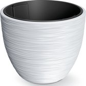 Prosperplast Plantenpot/bloempot Furu Stripes - buiten/binnen - kunststof - wit - D47 x H47 cm - met binnenpot