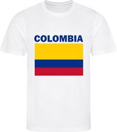 Colombia - T-shirt Wit - Voetbalshirt - Maat: 146/152 (L) - 11-12 jaar - Landen shirts