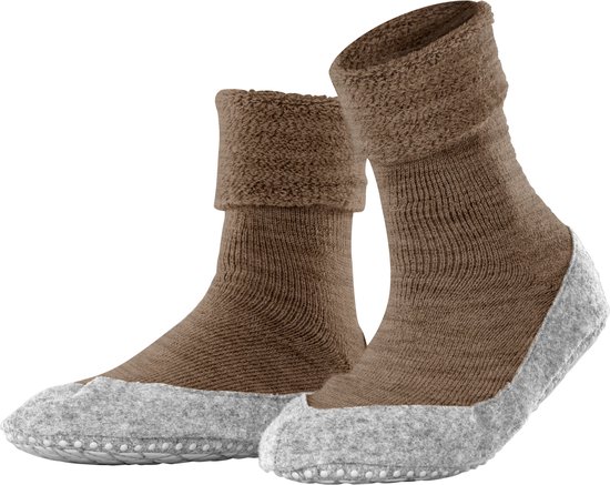 FALKE Cosyshoe anti-slip dots chaussettes de maison en laine mérinos pantoufles femme marron - Taille 41-42