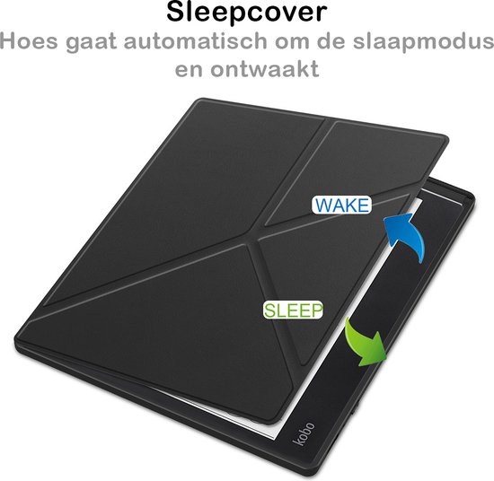Hoesje Geschikt voor Kobo Elipsa 2E Hoesje Luxe Bescherm Case Trifold - Hoes Geschikt voor Kobo Elipsa 2E Hoes Book Cover - Zwart van Hoesje  — afbeelding 5