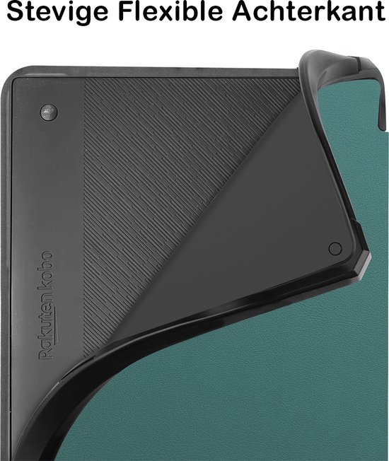 Hoesje Geschikt voor Kobo Elipsa 2E Hoesje Luxe Bescherm Case Trifold - Hoes Geschikt voor Kobo Elipsa 2E Hoes Book Cover - Donkergroen van Hoesje  — afbeelding 5