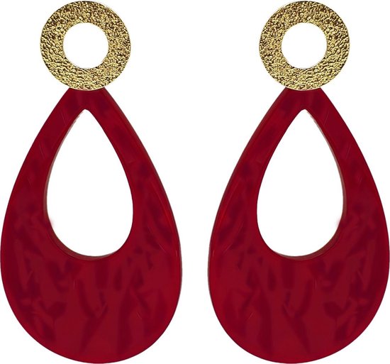 Boucles d'oreilles TABOO RESIN RUBY, GOLD