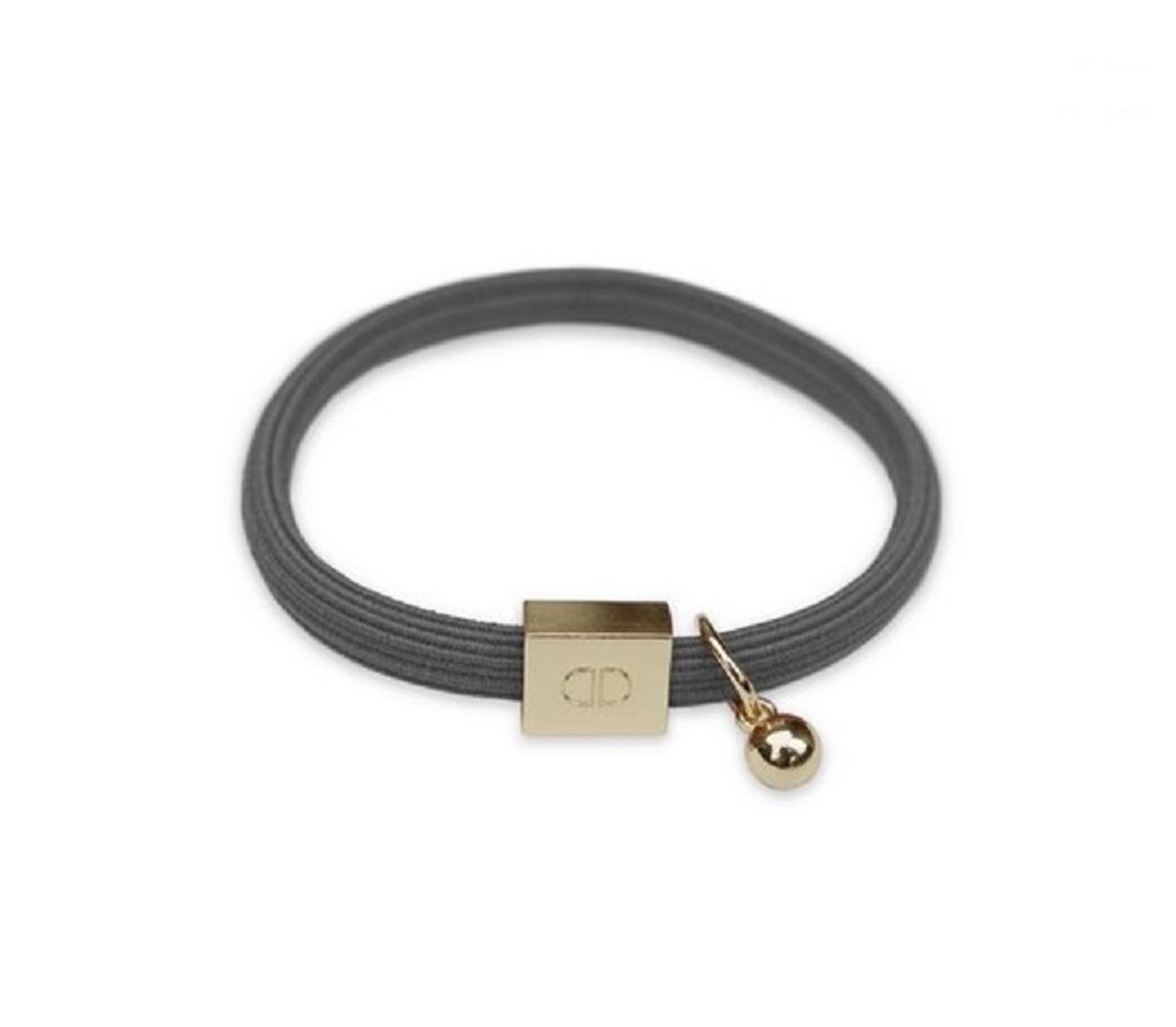 Elastische armband - donkergrijs - gouden details - niet opgerekt 5,5 cm doorsnede - dikte 0,5 cm