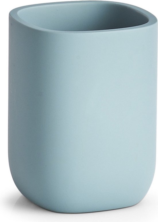 Badkamer beker blauw 10 cm - Zeller - Huishouding - Badkameraccessoires/benodigdheden - Tandenborstelhouders - Bekers voor in de badkamer