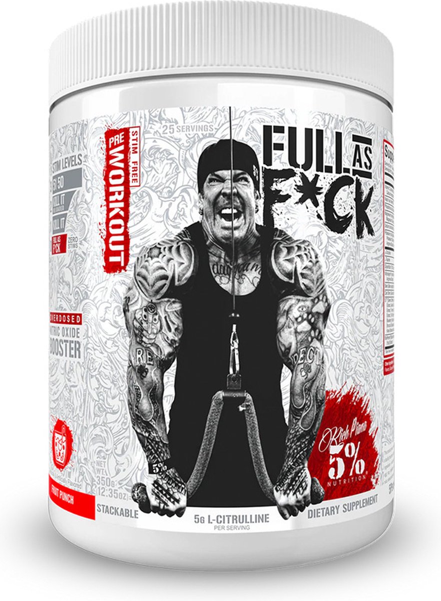 Pre-Workout - Full As F*ck 375g - 5% Nutrition Fruit Punch - Blue Ice