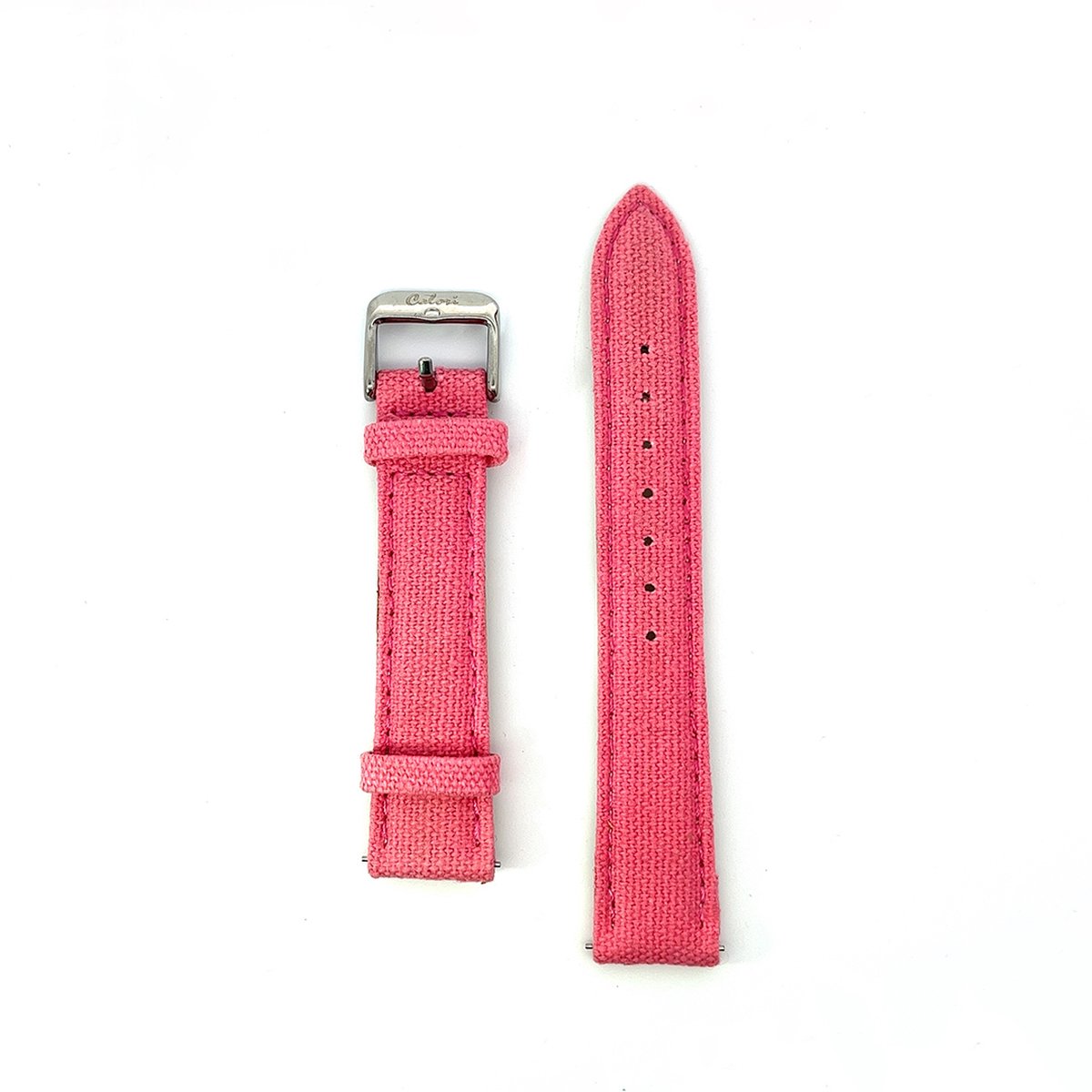 Colori 5-DS006 Horlogeband Denim 18mm - 20cm totaal lengte - Jeans - Binnenzijde Leer - Roze