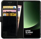 Rosso Element Book Case Wallet Hoesje Geschikt voor Xiaomi 13 Ultra | Portemonnee | 3 Pasjes | Magneetsluiting | Stand Functie | Zwart