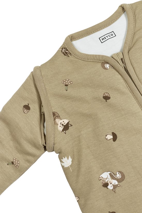 Meyco Baby Forest Animals baby slaapzak met afritsbare mouwen - sand - 90cm - 2.5 TOG van Meyco — afbeelding 5