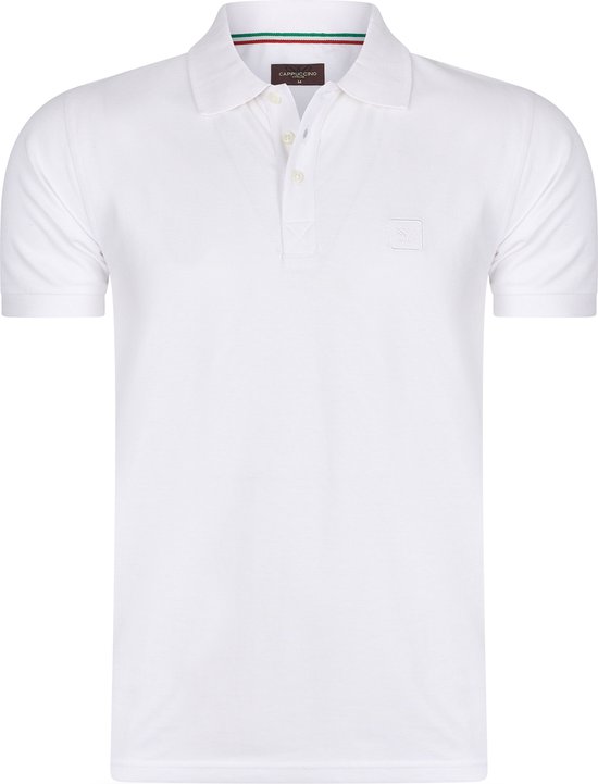 Cappuccino Italia - Heren Polo SS Polo Plain Pique - Wit - Maat L