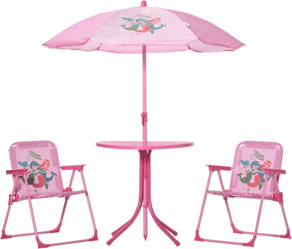 Kinder tuinset - Picknicktafel - Tuinset kinderen - Picknicktafel kinderen - Campingstoel kind - Parasol - Roze