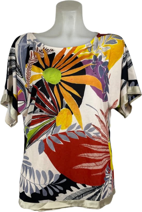 Soggo - Travelkleding voor dames - Multiprint bloemen blouse - Ademend - Kreukvrij - Duurzame Jurk - in 2 maten - Maat M/L