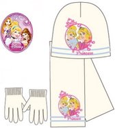 Disney Princess 3-Delige Set - Muts + Sjaal + Handschoenen - Off-White - Maat 52 cm (±2-5 jaar)