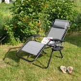 EASTWALL Chaise de jardin pliable - Chaise longue - Chaise de jardin robuste - 3 positions réglables - Chaise longue - 180x67x34 cm - Grijs