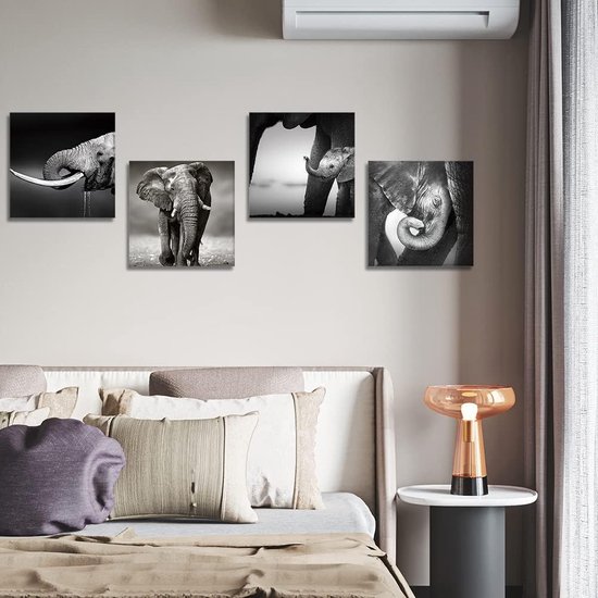 Artscope muurkunst canvas prints - bloemen en vogels olieverf fotoschilderij, modern ingelijst, muurkunstwerk als geschenk, voor badkamer-, kantoor-, keuken- en woondecoratie - 30 x 30 cm, 4 stuks