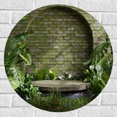 Muursticker Cirkel - Tuin met Groene Planten - 60x60 cm Foto op Muursticker
