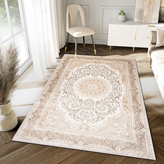 Tapiso Hera Vloerkleed Beige Vintage Woonkamer Oosters Tapijt Maat- 80x150  | bol